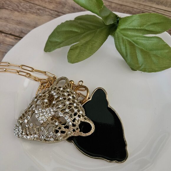 Cheetah Gold Stainless Steel  Paper Clip Toggle Necklace - Picture 3 of 5